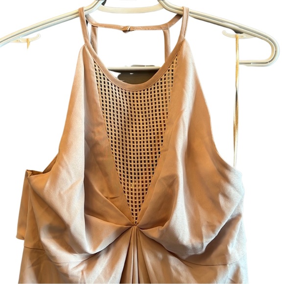 🌟HP 19 Cooper Mini Dress Cutouts Zipper & Button | Nude / Tan / Cream | Size L - Picture 8 of 8